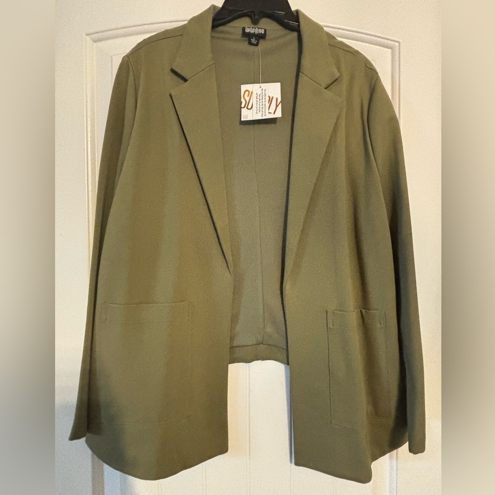 Women’s LULAROE Gwen Blazer L Olive Green Hi-Lo Jacket